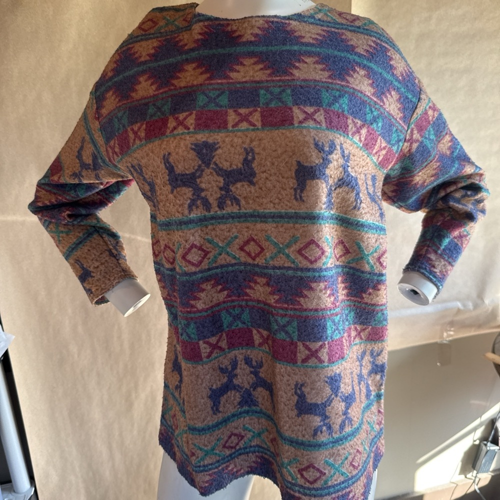 Colorful Patterned Crew Neck Sweater